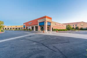 outside units of shopping center with retail/office units for lease in Lancaster, CA