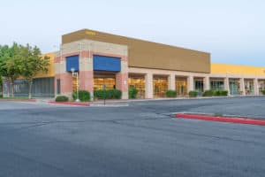 outside unit of shopping center with retail/office units for lease in Lancaster, CA