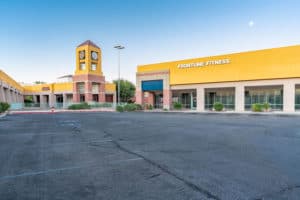 parking lot in shopping center with retail/office units for lease in Lancaster, CA