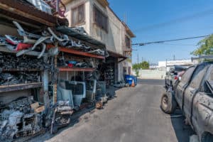 Street-side outside yard of industrial warehouse/salvage yard for sale in North Hollywood, CA